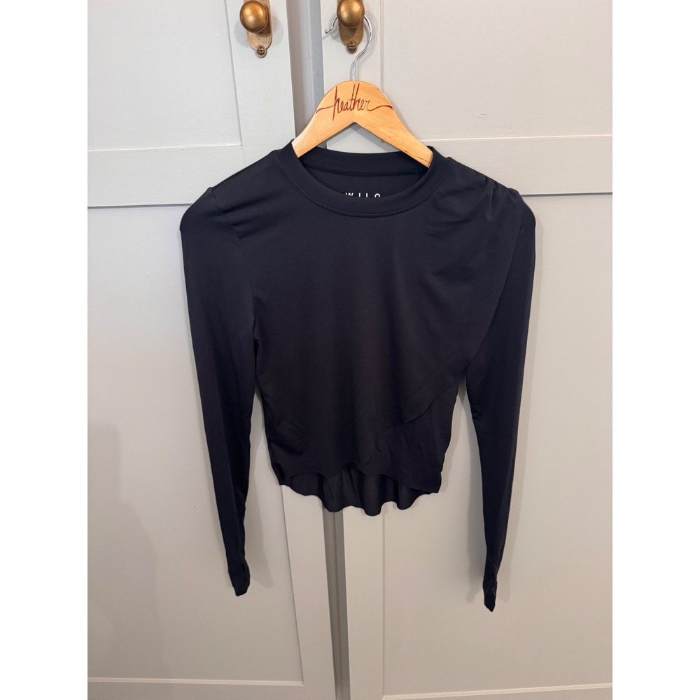 Wilo Melbourne Australia Womens Black Long Sleeve Activewear Crop Top Size S